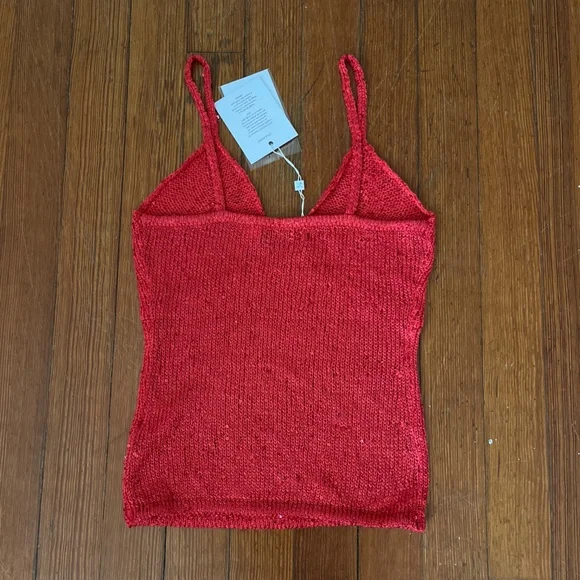 NWT ASTA RESORT Carolina Camisole in Rossa Sequin Knit Red Cherry Bold Cover Up - Picture 9 of 10